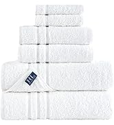 Hammam Linen White Bath Towels Set 6-Piece Original Turkish Cotton Soft, Absorbent and Premium To...