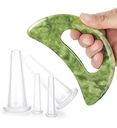 airogym Jade Stone Gua Sha Massage Tool, 4 Pcs Transparent Massage Cupping Facial Cups, Body GuaS...