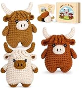 Fortuning's JDS Crochet Kit for Beginners - Crochet Highland Cow Beginner Crochet Kit for Adults,...