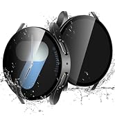 Easuny 2 Pack Waterproof Privacy Case with Tempered Glass Screen Protector for Samsung Galaxy Wat...