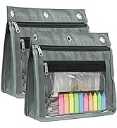 Yoeejob 1inch Expandable Pencil Pouch for 3 Ring Binder, 2 Pack Large Capacity Pencil Pouch with ...