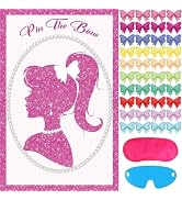 Hooqict Pink Birthday Party Decorations Girls Princess Party Games Pin The Bow on The Head Birthd...