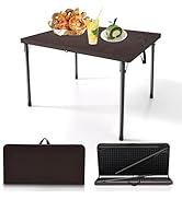 Kasunpul 34" Folding Table, Portable Square Folding Card Table with Collapsible Legs & Carrying H...