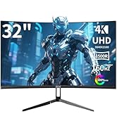 ZZA 32 Inch Gaming Monitor 160HZ,Curved Monitor 4k UHD(3840 * 2160P) VA Screen, 1500R Curved, Com...