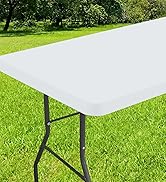 Smiry Rectangle Tablecloth, Elastic Fitted Flannel Backed Vinyl Tablecloths for 6ft Folding Table...
