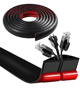 BEIEBIJOB 10ft Self Adhesive Floor Cord Cover,Cable Cavity:0.61" (W) x 0.32" (H),Heavy Duty Soft ...