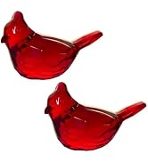 Wentoenapp 2Pcs Red Acrylic Cardinal Figurine Home Decor Glass Red Bird Statue for Illuminated Ho...