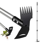 Mitclear Weed Remover Tool with Long Handle (58 in), 2-in-1 Hand Weed Puller with Rake & Garden H...