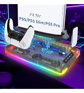 Cooling Station for Ps5/Slim/Pro Disc & Digital Playstation 5 Vertical Stand Organizer with Dual ...