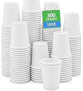 Sowinvent 12 oz 300 Count Disposable Coffee Paper Cups, White Hot/Cold Beverage Drinking Cup for ...