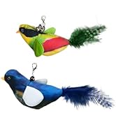 PANRIO 2 Pcs Flying Bird Replacement ONLY Fits Cat Toys, Green & Blue,Cats-NOT fits for Other Bra...