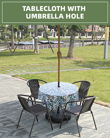 Outdoor Tablecloth with Umbrella Hole