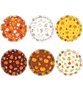 Xjoviative 48 PCS Fall Paper Plates 7 inch, Leaves Pumpkin Thanksgiving Party Plates Disposable C...