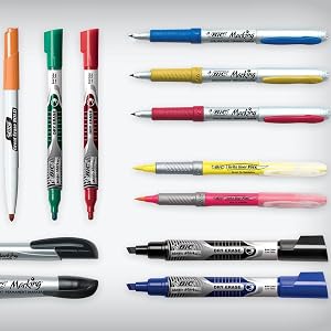 assorted bic marker pens