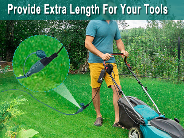 Outdoor Extension Cord Waterproof Flexible 3 Prong Extension Cord for Lawn, Garage