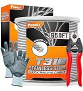 650FT 1/8” T316 Premium Stainless Steel Deck Cable Railing Kit with Cutter & Gloves, 7x7 Strands ...