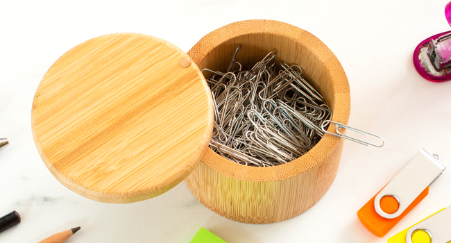 Salt cellar storing paper clips