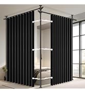 100% Blackout Room Divider Curtains Sets Black 2 Panels W100 x L96in No Drill Curtain Rods(H) 43-...