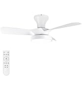 Soilsiu Ceiling Fan with Light, 32 inch Quiet Low Profile Fandelier Ceiling Fans with Remote for ...