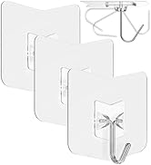 nabreeli Adhesive Hooks for Hanging 3 Pack, 33 lbs Heavy Duty Wall Hooks 304 Stainless Steel Self...