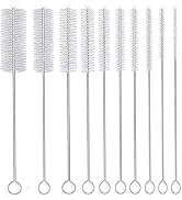 Long Straw Brush, Nylon Pipe Tube Cleaner 8-ihch 10 Different Diameters Set of 10