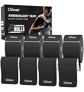 CKeep 4 Rolls Kinesiology Tape, Original Cotton Elastic Athletic Tape, 20 Precut 10" Strips Each,...