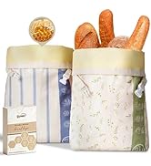 Tyzarglef Reusable Beeswax Bread Bags, Bees Wax Lined Cotton Linen Bags for Sourdough & Homemade ...