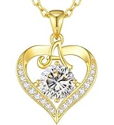 CDE 18K Gold Plated Initial Love Heart 2 Carat Moissanite Necklaces for Women 925 Sterling Silver...