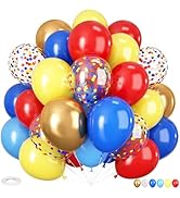 HILAVO Carnival Circus Balloon Kit, 60PCS 12 Inches Red Yellow Blue Balloons Carnival Helium Ball...