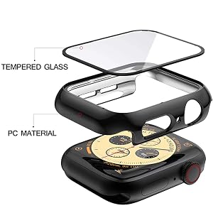 Apple Watch Series 7 6 SE 5 4 3 2 Tempered Glass Case Screen Protector 44mm 45mm 41mm 40mm 38mm 42mm