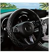 Couslcd Car Steering Wheel Cover, 14.5-15inch Leather Anti-Slip Car Wheel Cover Protector, Safety...