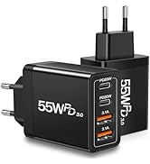 55W European Travel Plug Adapter 2 Pack, European USB C Charger 4-Port Fast Charger Type C Wall C...