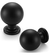 FAPUAL Matte Black Cabinet Knobs, 10 Pack Round Ball 1 Inch Drawer | Zinc Alloy,Screws Included,S...