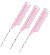 Rat Tail Combs 3PCS, Parting Combs for Braiding Hair Carbon fiber heat-resistant anti-static, for...