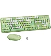 FCPLU Colorful Wireless Keyboard and Mouse Combo(Green Colorful) | Full-Sized Office Keyboard wit...