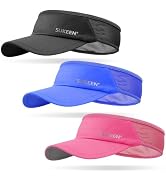 Sukeen 3 Pack Sports Sun Visor Men Women Lightweight Packable Cooling Stretchy Visor Hat for Runn...