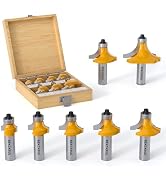 REKCKRUL 7-Piece Roundover Router Bit Set - 1/2" Shank, Carbide Inserts for Woodworking, Rounding...