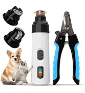 Cupofpet Silent Groom Pro 2-in-1 Dog Nail Grinder & Clippers Kit, Cordless Dog Nail File, Painles...