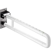 Handicap Grab Bars for Bathroom, Flip Up Toilet - Rails for Elderly for Wall, Non-Slip Toilet Han...