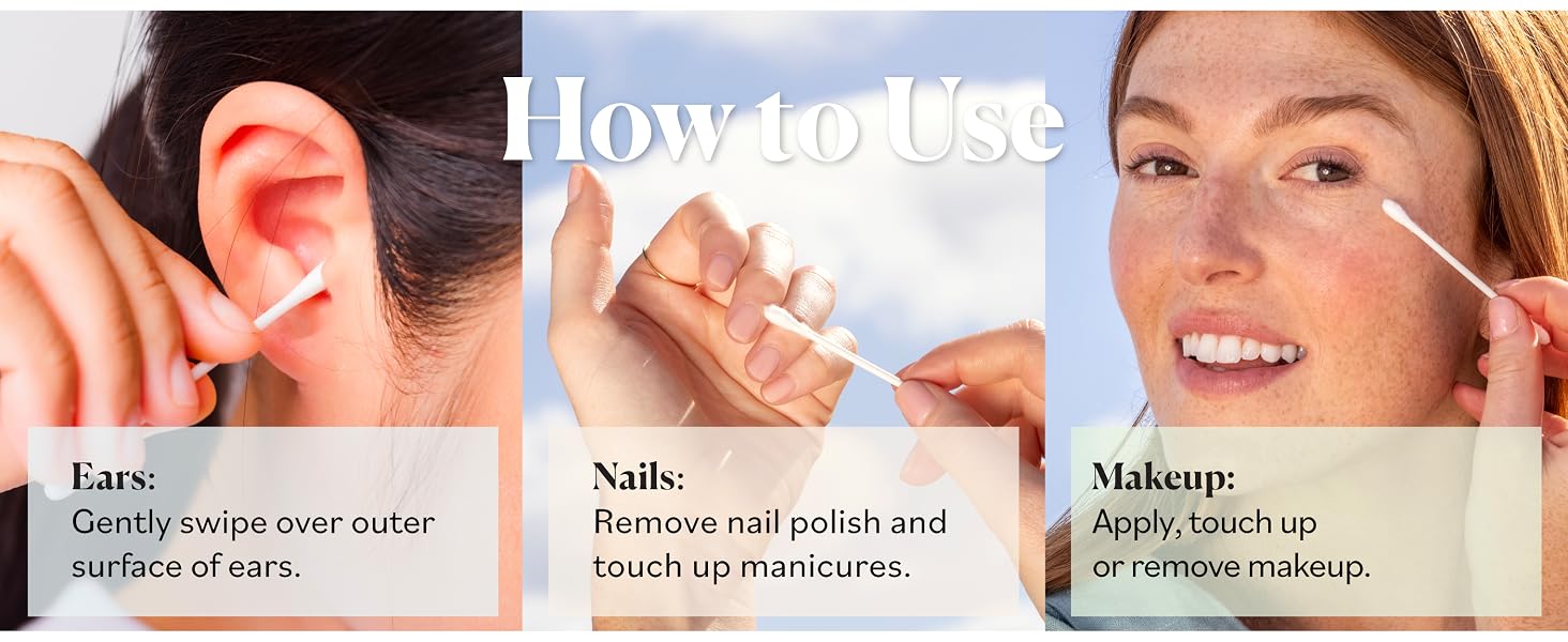 Sky Organics Organic Cotton Swabs can be used for ears, nails, and makeup