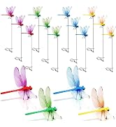 12 Pack Dragonfly Clips, Fake Dragonflies with Stakes, Realistic Plastic Dragonfly Garden Decorat...