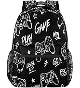 Ackutea Kids Backpack for Boys Girls 6-10, Black Video Game Toddler School Bag 16 Inch Bookbag Da...