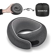 WANDER PLUS Travel Pillow, 100% Pure Memory Foam Travel Neck Pillow Airplane Neck Support Ergono...