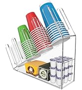 WINFFOR 4-Compartment Disposable Cup Holder - Cup and Lid Holder with Straw Organizer Clear Acryl...
