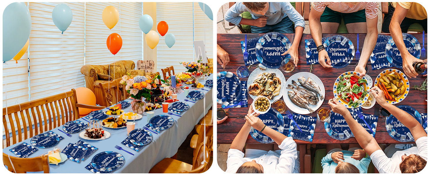 gisgfim 96 Pcs Retirement Party Plates and Napkins Party Supplies
