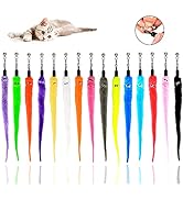LASOCUHOO Cat Worm Toys, (15 Packs) Interactive Cat Wand Replacement, Cat Wand Refill Attachments...