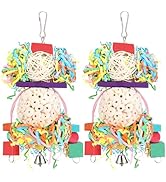 BBjinronjy Bird Toys Conure Toys Hanging Natural Soft Sola Ball Beak Chew Shred Forage Toys for P...