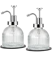 SheeChung 8 Oz Glass Soap Dispenser Bathroom, Clear Liquid Hand Soap Dispenser with Pump, Refilla...