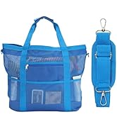 wanchel Mesh Beach Bags for Women - Family Beach Tote Bag for Toys, Towels, Travel Vacation Cruis...