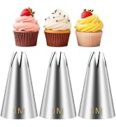 Suuker 1M Cake Decorating Tips, Seamless Stainless Steel Large Star Piping Tips Set, Open Star Fr...